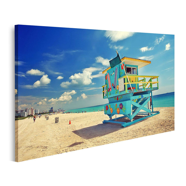 islandburner Bild auf Leinwand Südstrand In Miami Florida Bilder Wandbilder Poster Leinwand 80x40cm,