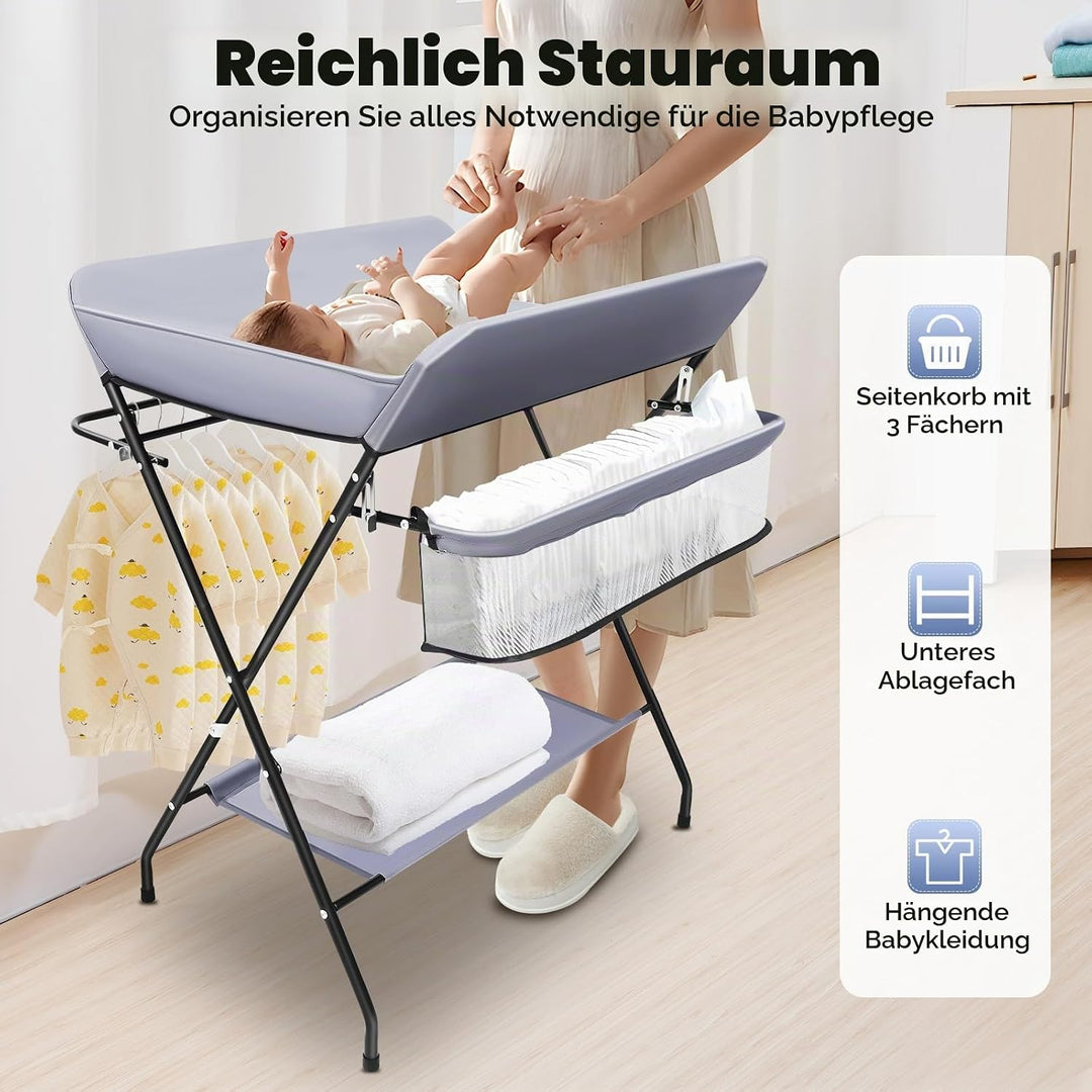 CHERIPOLI klappbare Wickelkommode Wickeltisch, Baby Wickelkombi, mit Wickelauflage Sicherheitsgurt u