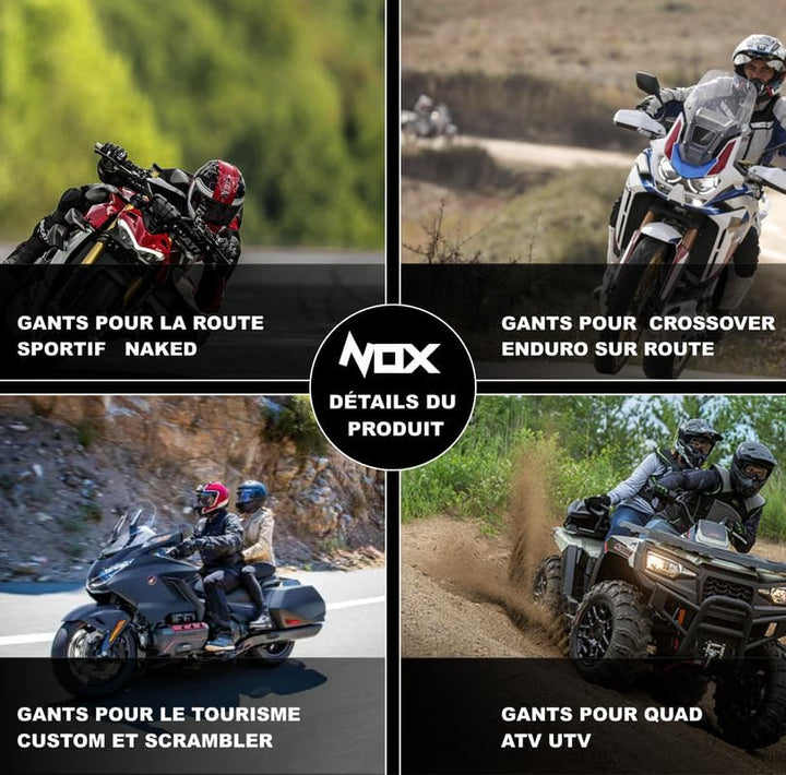 TLA NOX Leder-Motorradhandschuhe mit CE-geprüftem Knöchelschutz, Grössen bis 4XL für Männer und Frau