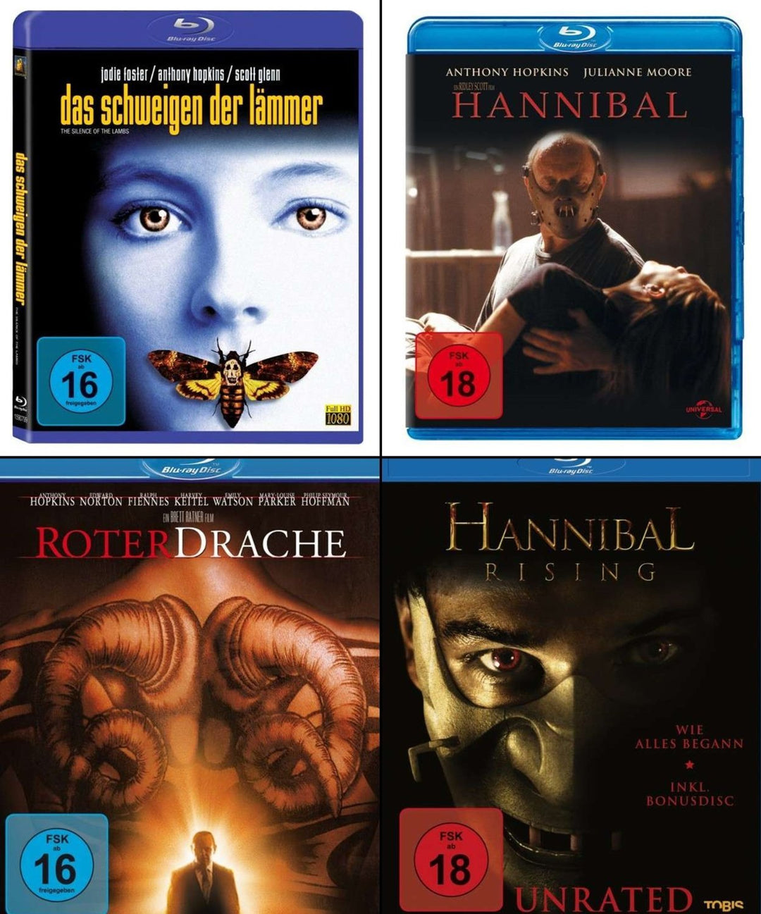 DAS SCHWEIGEN DER LÄMMER Roter Drache HANNIBAL LECTER Hanibal Rising BLU-RAY Complete Uncut Collecti