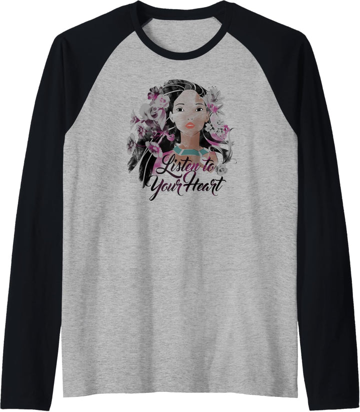Disney Pocahontas Floral Watercolors Raglan
