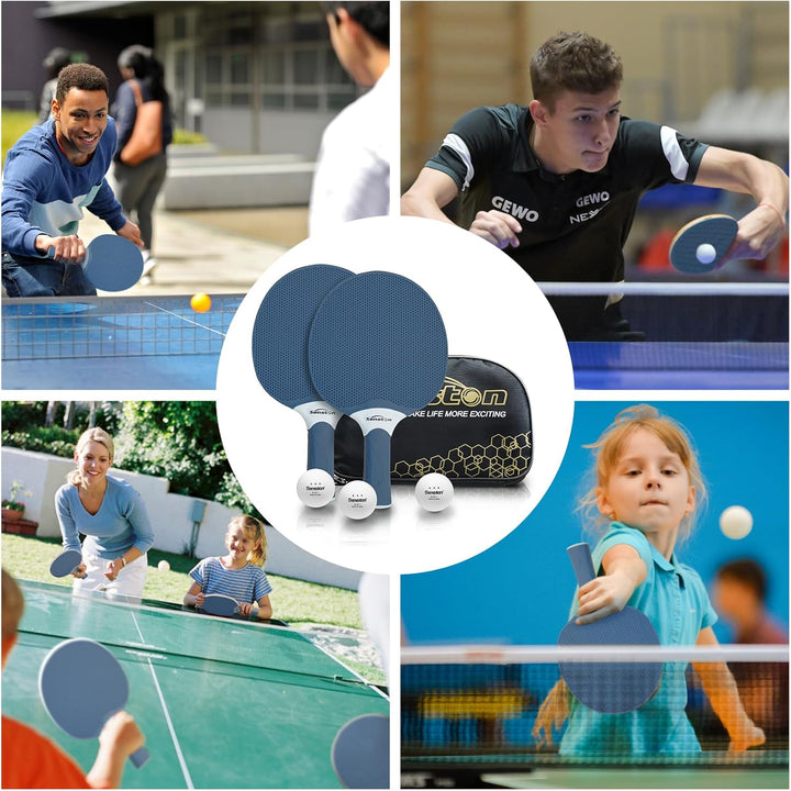 Senston Tischtennisschläger Set, professionelle Tischtennisschläger mit 3 Bällen, Ping Pong Paddel S