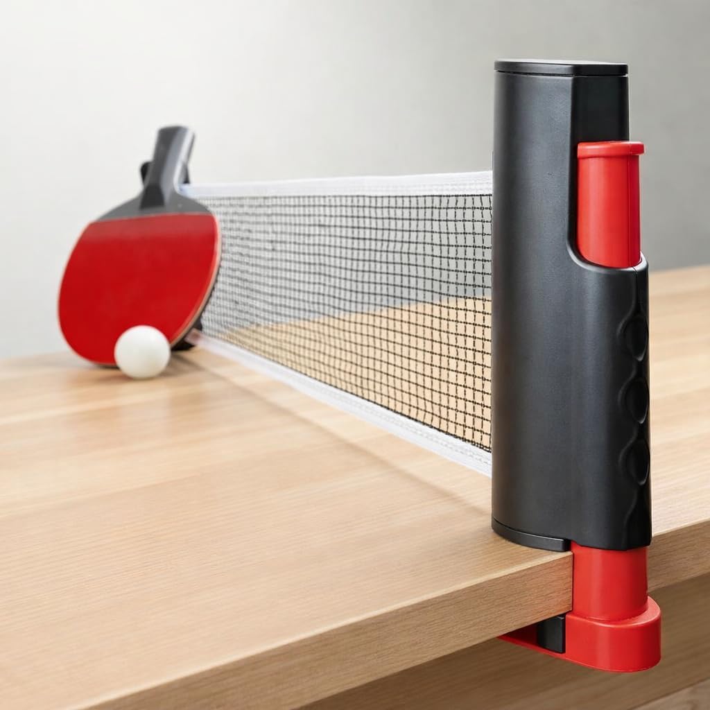 Ausziehbares Tischtennisnetz mit Hülle - verstellbar bis 1,7 Meter, Universal-Clips 0,5 bis 5,5 cm