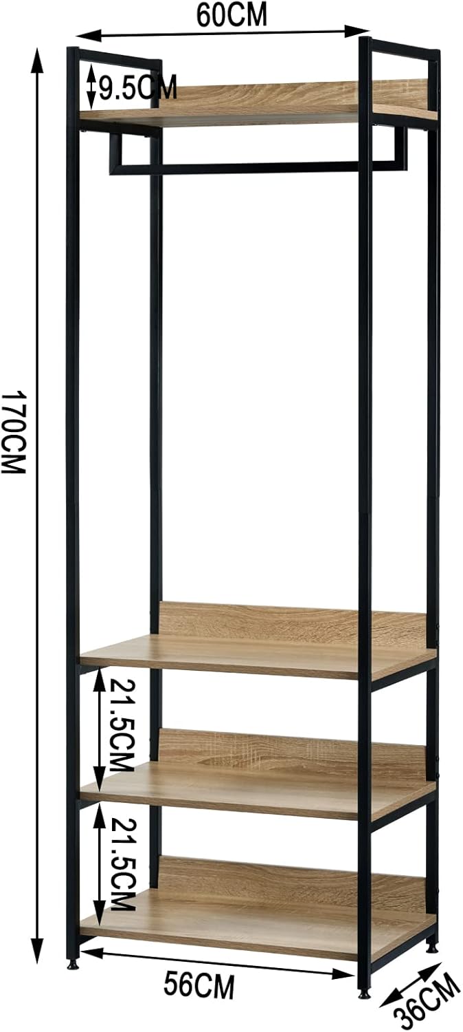 WOLTU Kleiderständer mit Regal Kleiderschrank Offener mit Schuhregal Garderobenständer für Schlafzim