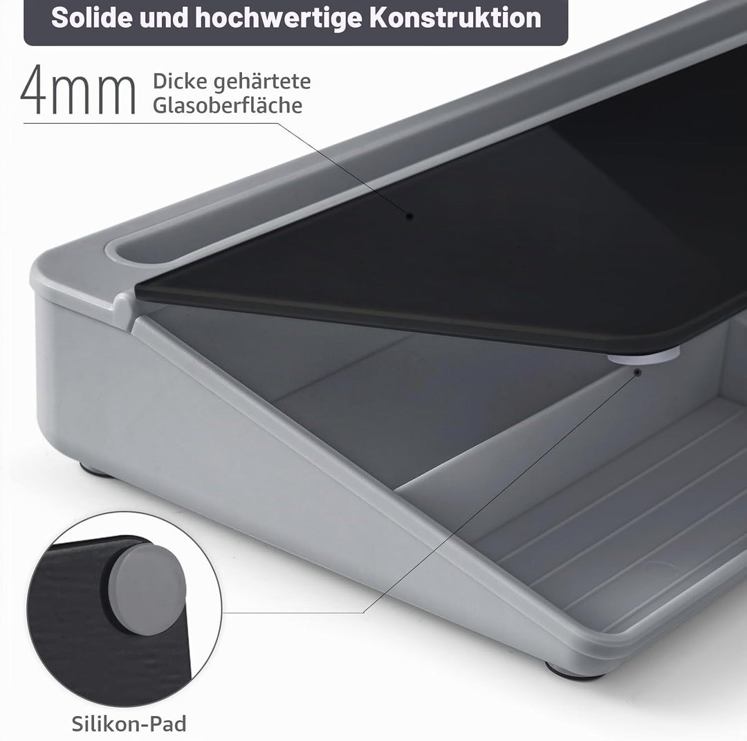 Varhomax Schreibtisch Organizer, Desktop Whiteboard Glas Schwarz Mit Aufbewahrung Abwischbar, To Do