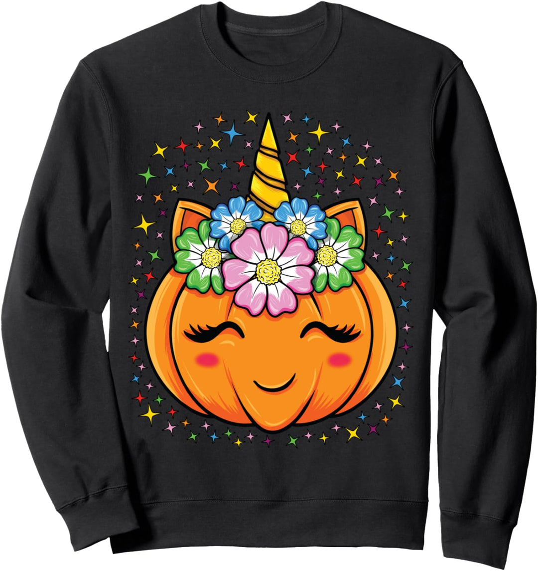 Einhorn Kürbis Mädchen Halloween Sweatshirt