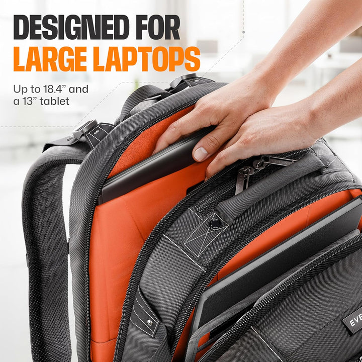 Everki EKP120 – Laptop Rucksack für Notebooks bis 18,4 Zoll (46,7 cm) mit durchdachtem Fächer-Konzep