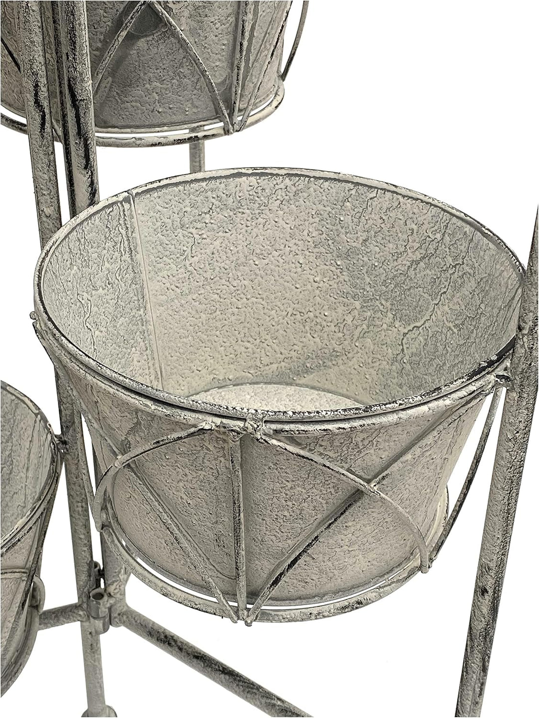 DanDiBo Blumentreppe Innen Metall Weiss Grau 100 cm Blumenständer mit 4 Töpfe 96128 Blumenständer Bl