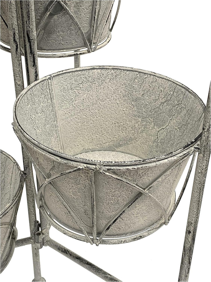DanDiBo Blumentreppe Innen Metall Weiss Grau 100 cm Blumenständer mit 4 Töpfe 96128 Blumenständer Bl
