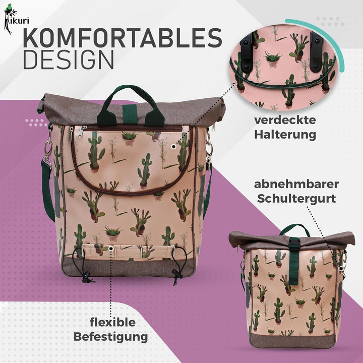 Ikuri Fahrradtasche für Gepäckträger Satteltasche Einzeltasche Packtasche, abnehmbar, mit Tragegurt