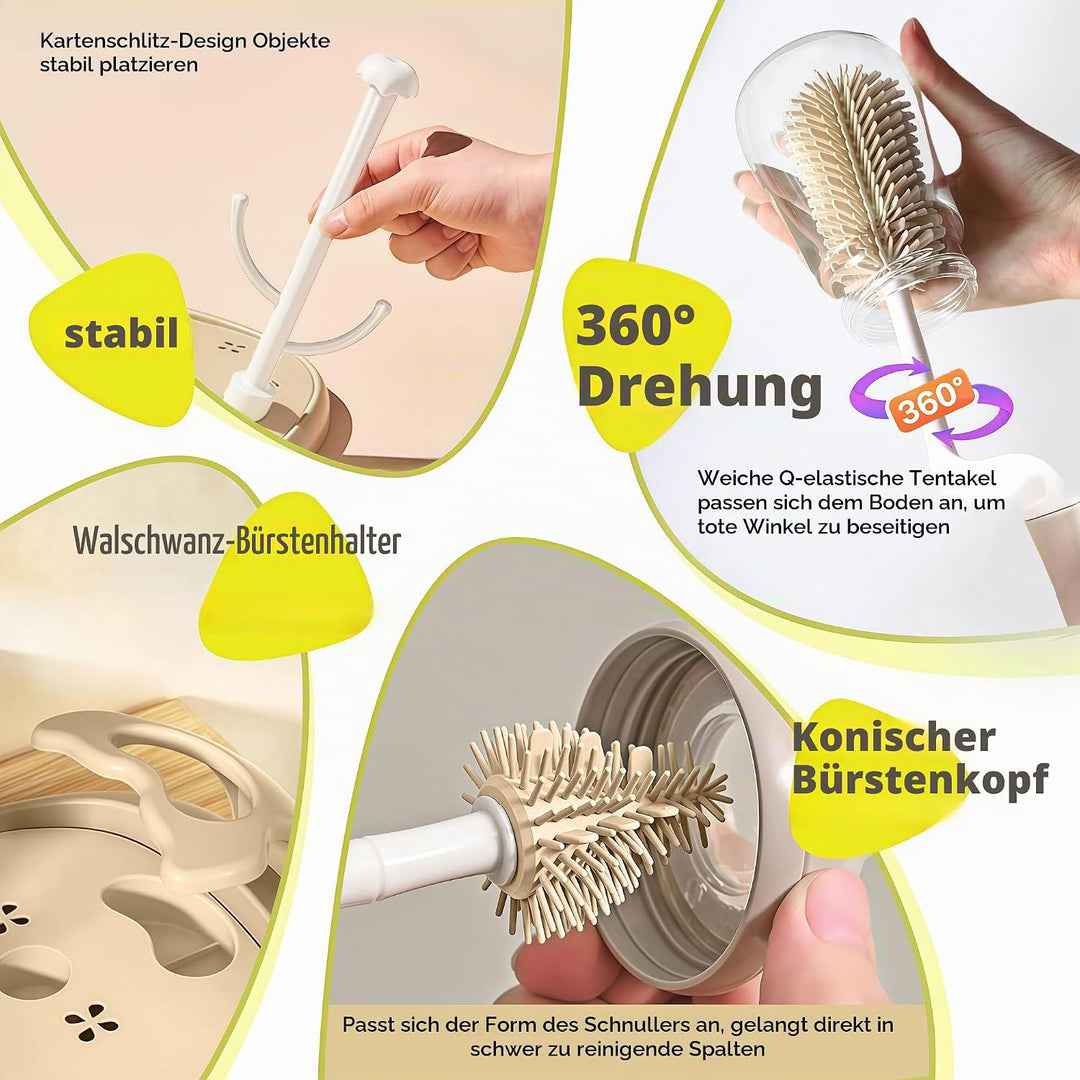 auvstar Trockenständer Babyflaschen,Abtropfgestell Flaschen Baby mit Flaschenbürste,Flaschentrockner