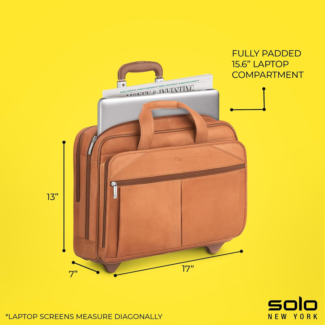 Solo Walker 15,6 Zoll Roll-Laptoptasche, Einheitsgrösse, Walker Leder Rolling Laptop Tasche, hautfar