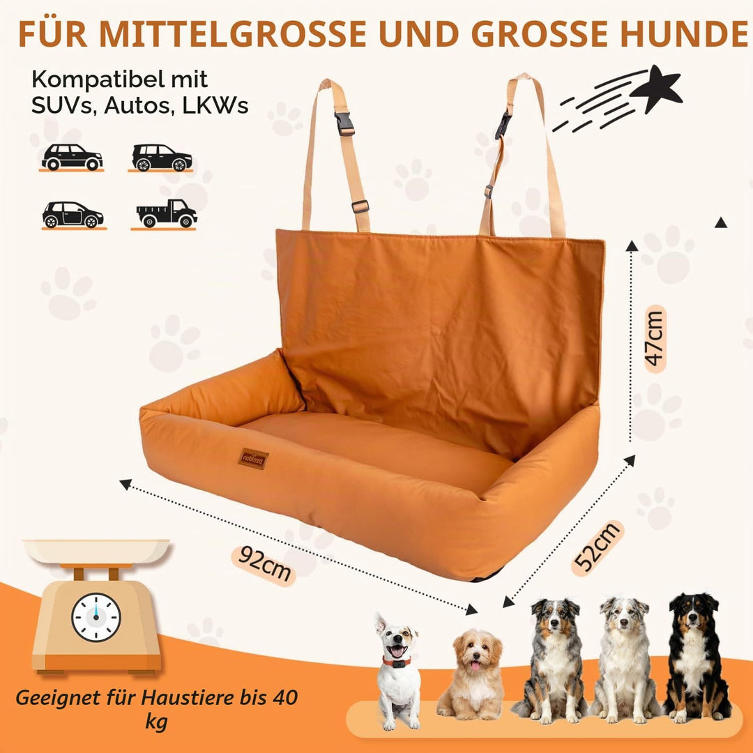 Nobleza - Hunde Autositz für Mittelgrosse und Grosse Hunde, Wasserdichter Rutschfester, Autositz Hun