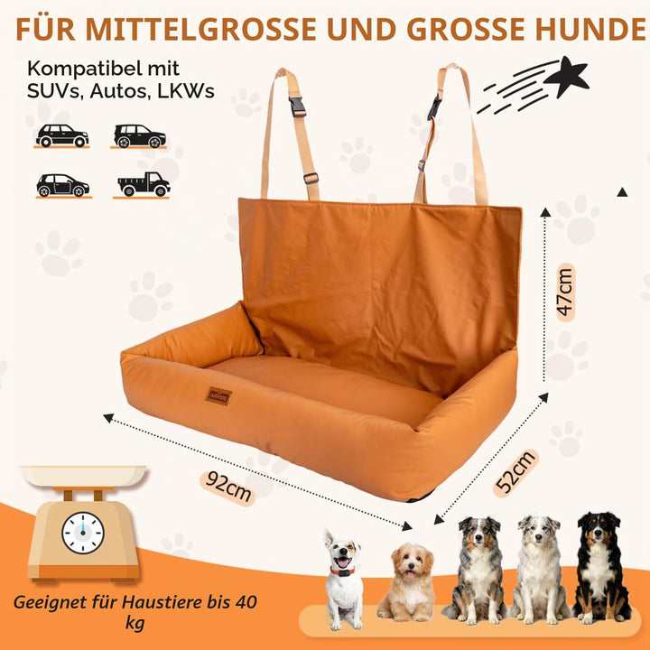 Nobleza - Hunde Autositz für Mittelgrosse und Grosse Hunde, Wasserdichter Rutschfester, Autositz Hun