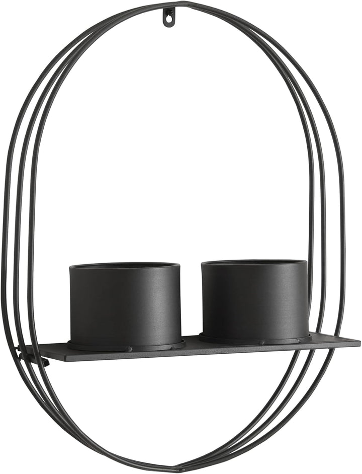 [en.casa] Wandregal mit 2 Blumentöpfen Vestby schwebendes Pflanzenregal aus Metall Blumenregal hänge