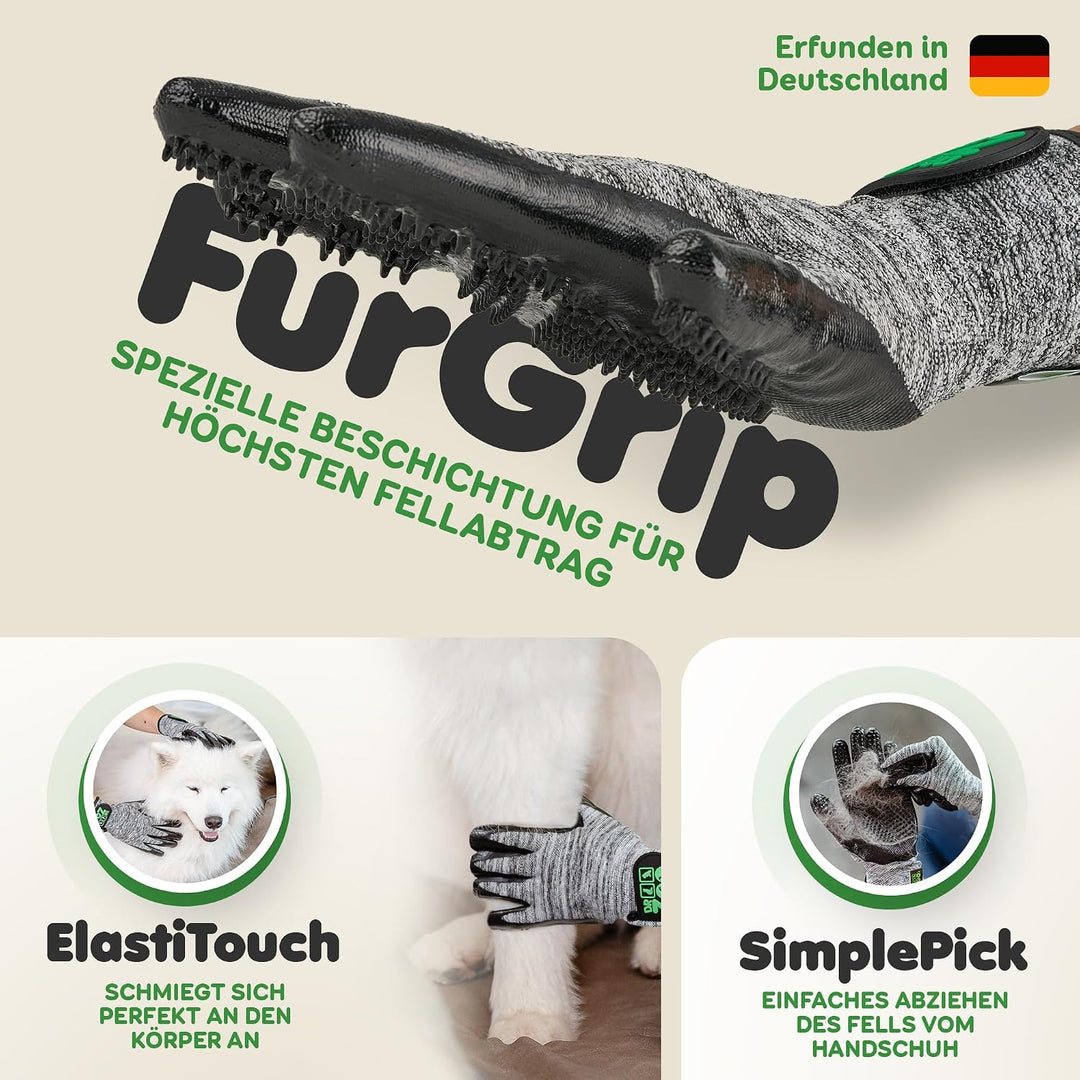 DR Zoo Gr. L Fellpflegehandschuh Paar zur Fellpflege - Handschuh für Hund, Katze, Pferde und Kaninch