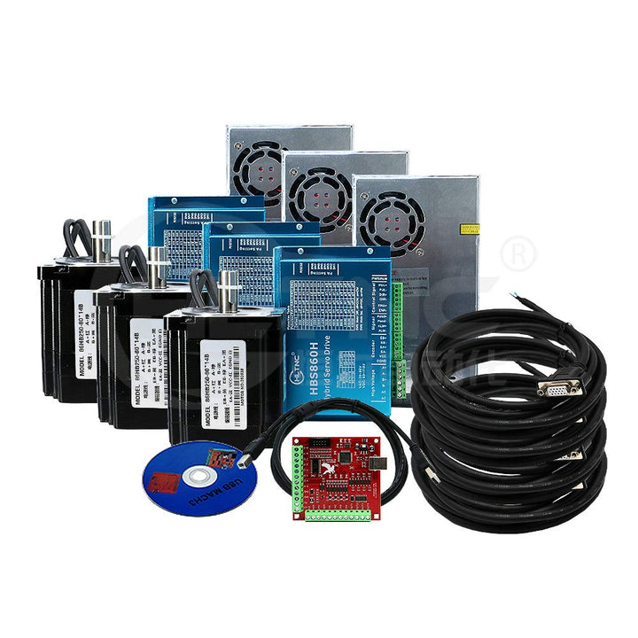 8.5N Set 3 Kit CNC NEMA34 Motor mit geschlossenem Regelkreis 86HSE 6A Hybrid Nema 34 HBS86H &amp; 400W D