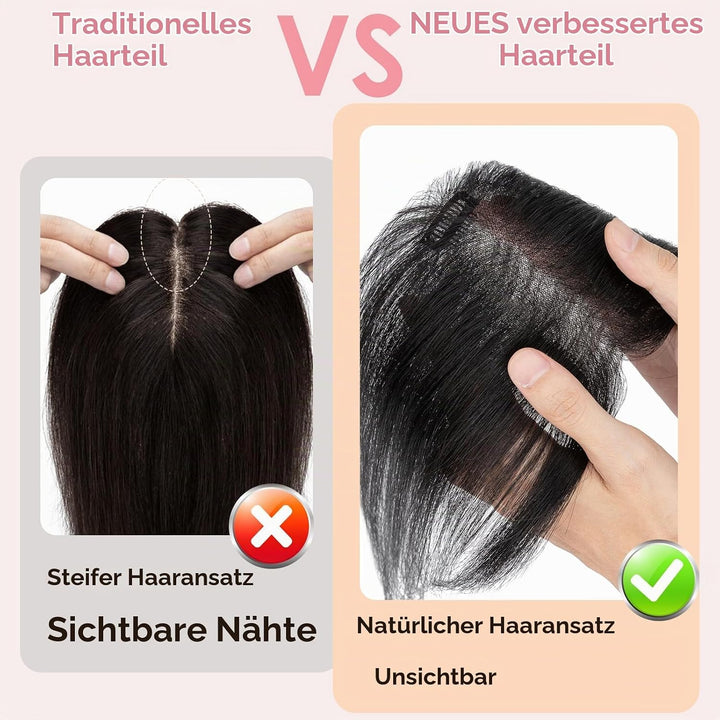 S-noilite Haar Toppers Echthaar Natürliches Schwarz - Toupet für Frauen mit Seitenpony 100% Echthaar