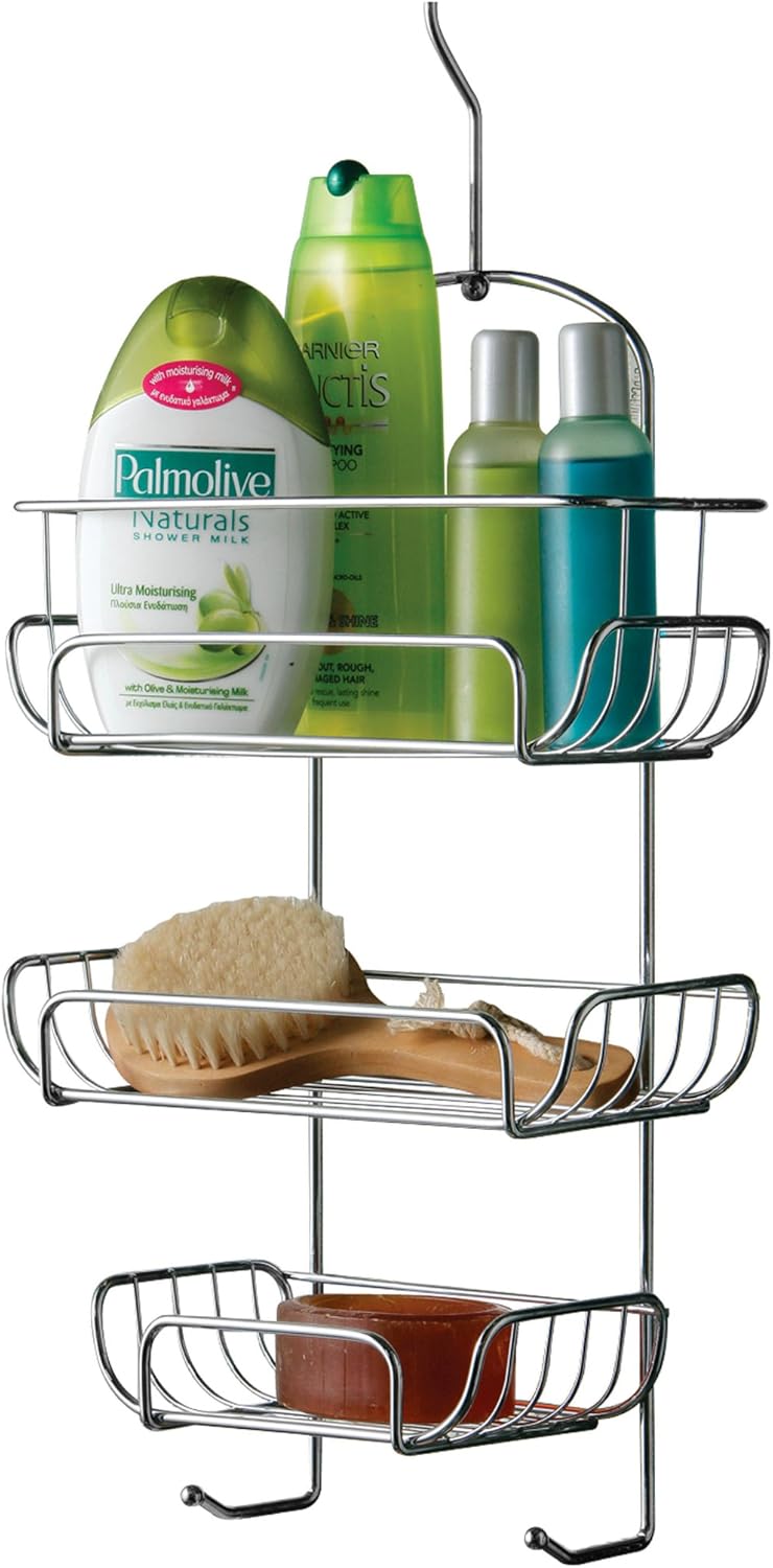 Premier Housewares 1600557 Duschregal, 3-stöckig, Chrom, 54 x 26 x 11 cm, Chromdraht, Silber, 11x25x
