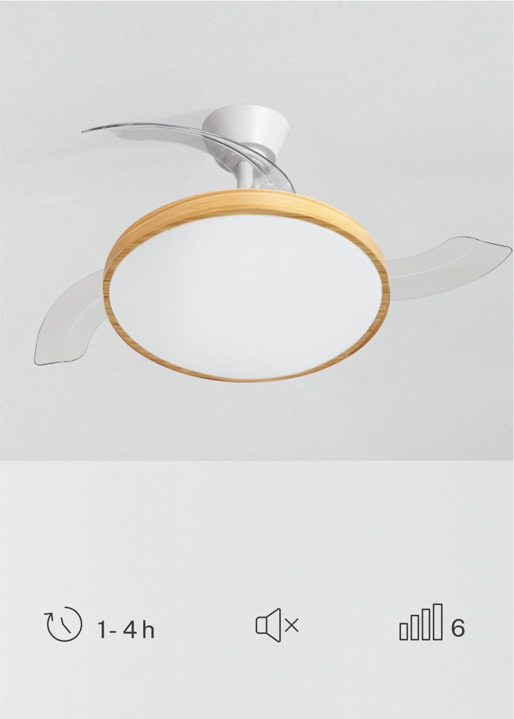 CREATE / WIND CLEAR STUDIO M/Deckenventilator mit Beleuchtung Weiss Hellesholzflügel mit WLAN und Fe