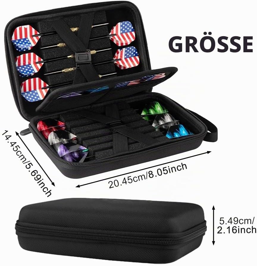 POHOVE Darts Tasche, Dauerhaft Darttasche für 12 Darts und Weiteres Dart-Zubehör, Perfekte Dartaufbe