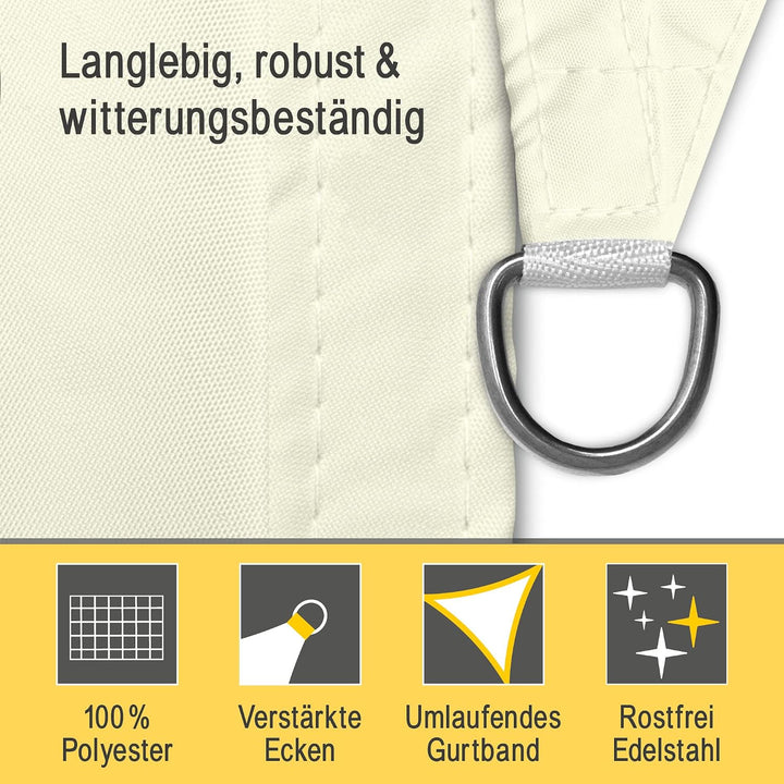 Sol Royal Sonnensegel dreieckig Wasserdicht Terrasse Balkon Garten Pool | 3,6x3,6x3,6m Creme Segeltu