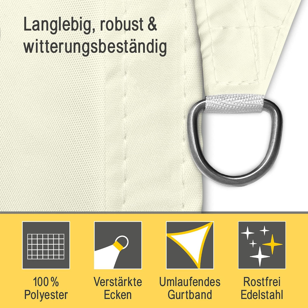 Sol Royal Sonnensegel dreieckig wasserdicht für Terrasse Balkon Garten | 7x5x5m Creme UV Sonnenschut
