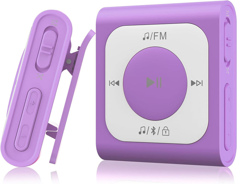 AGPTEK 64GB Clip MP3 Player mit Bluetooth, Mini Tragbarer Musikplayer mit Zufallswiedergabe, UKW-Rad