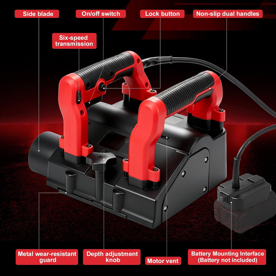WingFly Betonfräse Kompatibel mit Makita 18V Akku, 3000UPM Walzenfräse Sanierungsfräse Putzfräse Mau