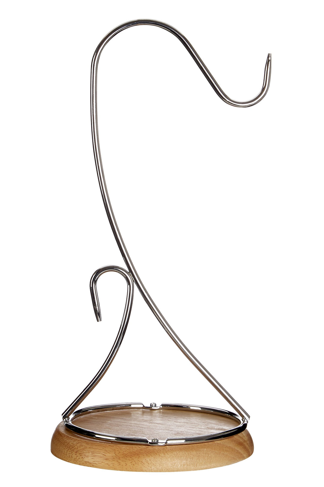 Premier Housewares Bananenhalter, Chrom mit Holzfuss, H35 x W16 x D16cm 1 Silver, 1 Silver