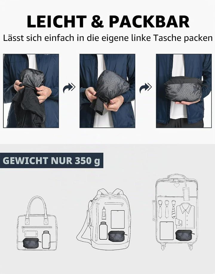 Pioneer Camp Herren Regenjacke Wasserdicht Atmungsaktiv Leichte Winddicht Windbreaker Packbare Outdo