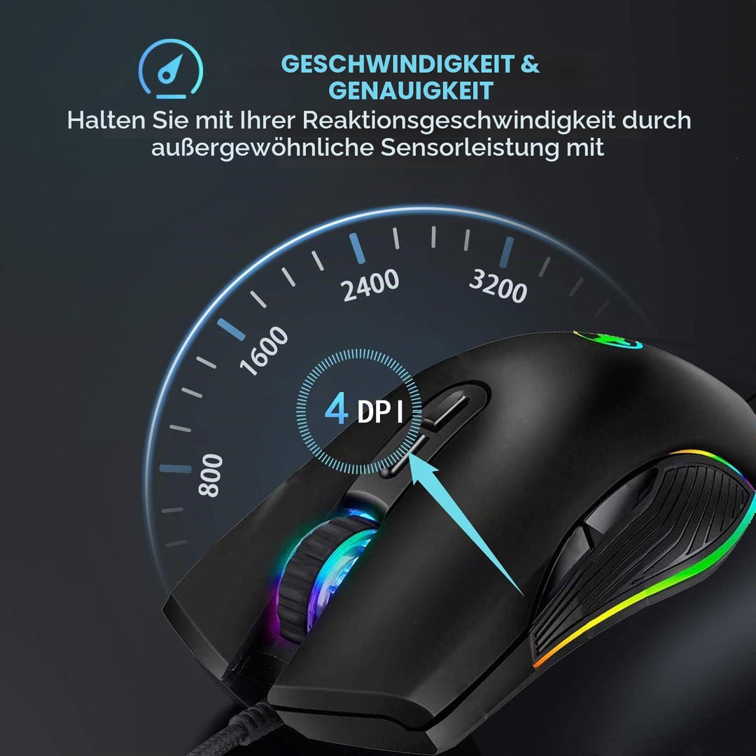 IULONEE Gaming Maus USB Typ C RGB Kabelgebundene Computer Mäuse Ergonomische Gamer Mouse Kompatibel