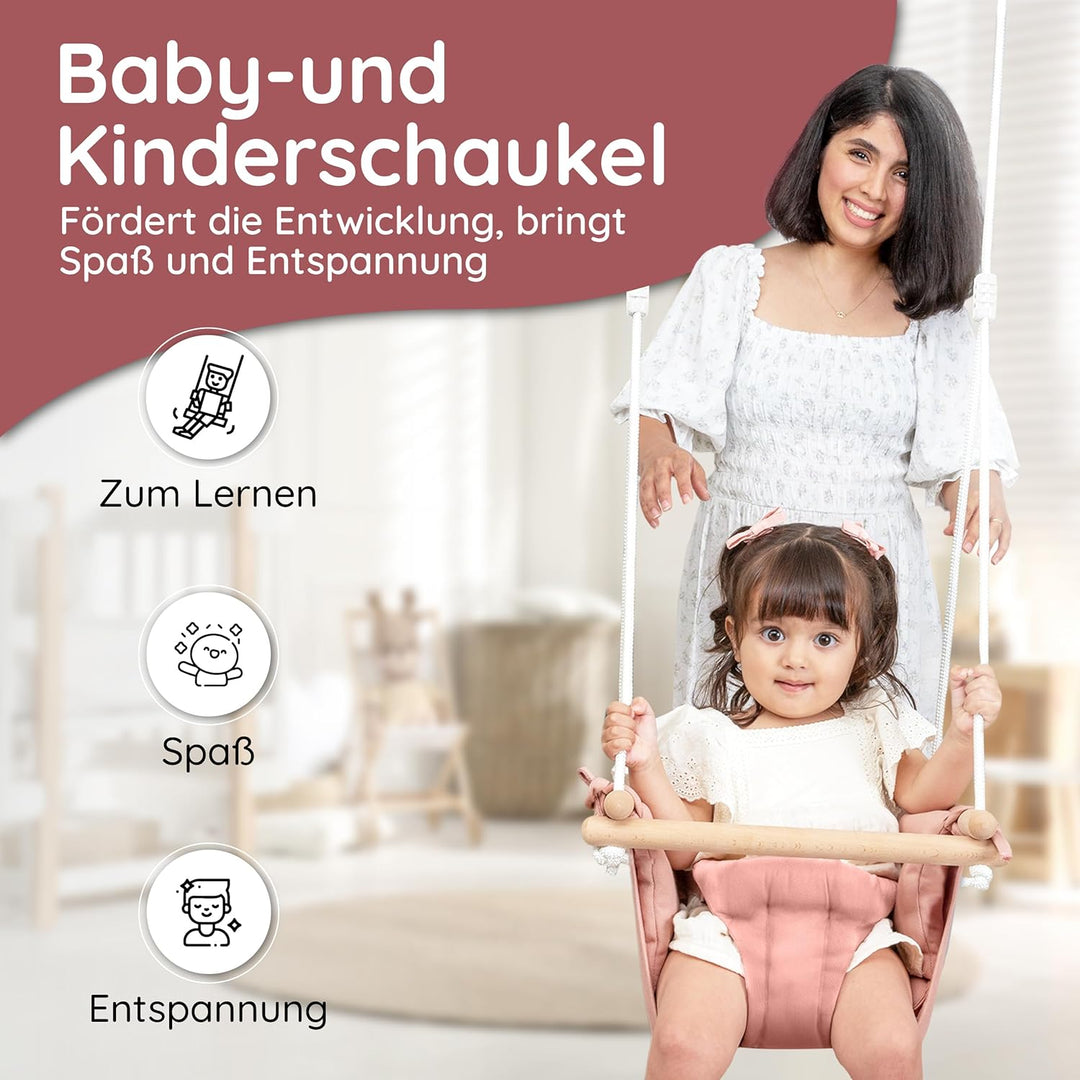 AMAZINGs Baby und Kinderschaukel | Mitwachsende Babyschaukel. Komplettset mit Aufhängung für Indoor