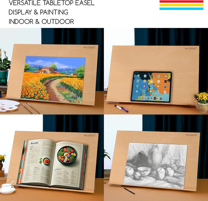 MEEDEN Extra grosse Schreibtischstaffelei: 50,8 x 76,2 cm, tragbar, Buchenholz, Standstaffelei – 5 P