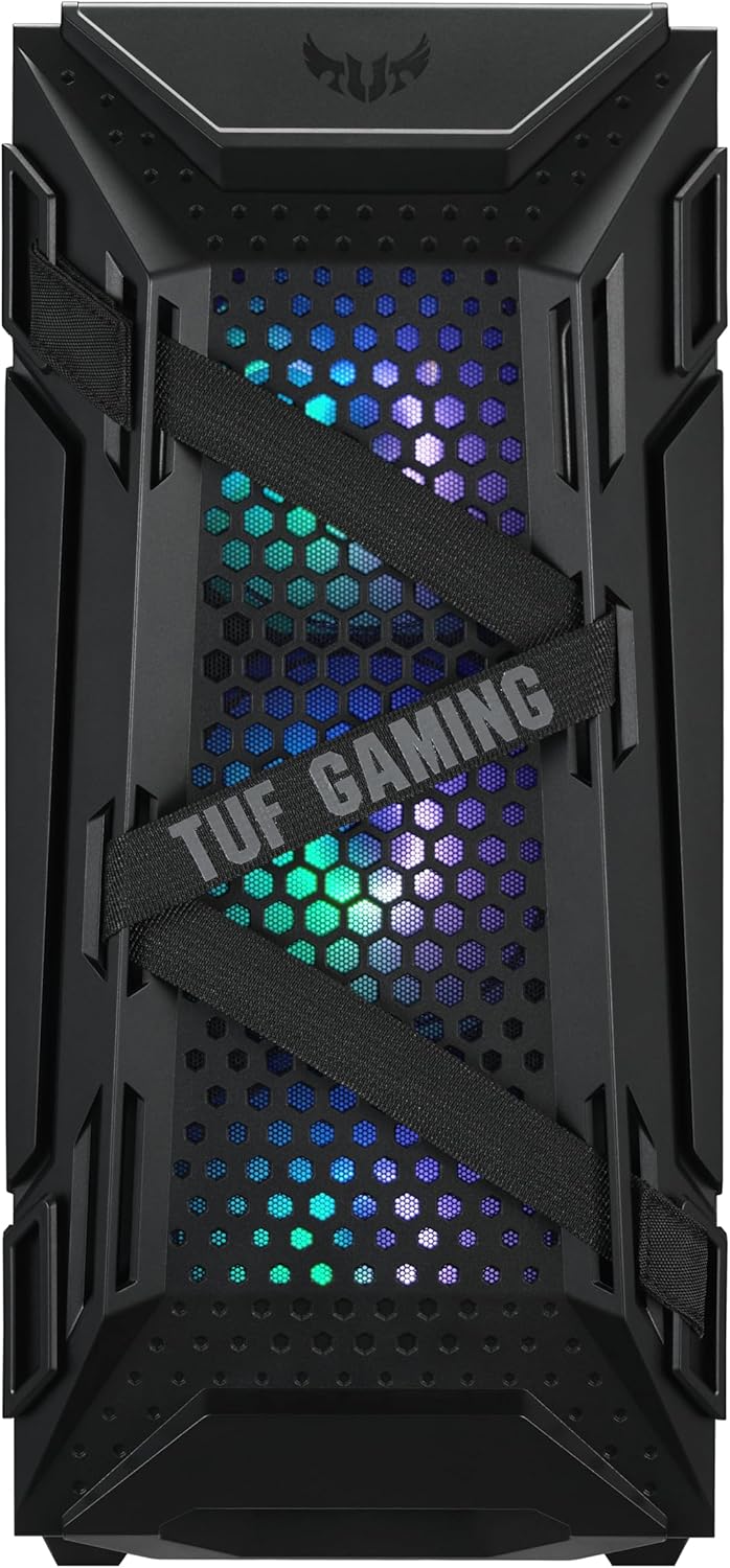 ASUS TUF Gaming GT301 kompaktes PC Gehäuse (Mid-Tower, Seitenwand aus Glas, 120mm Aura-RGB-Lüfter, A