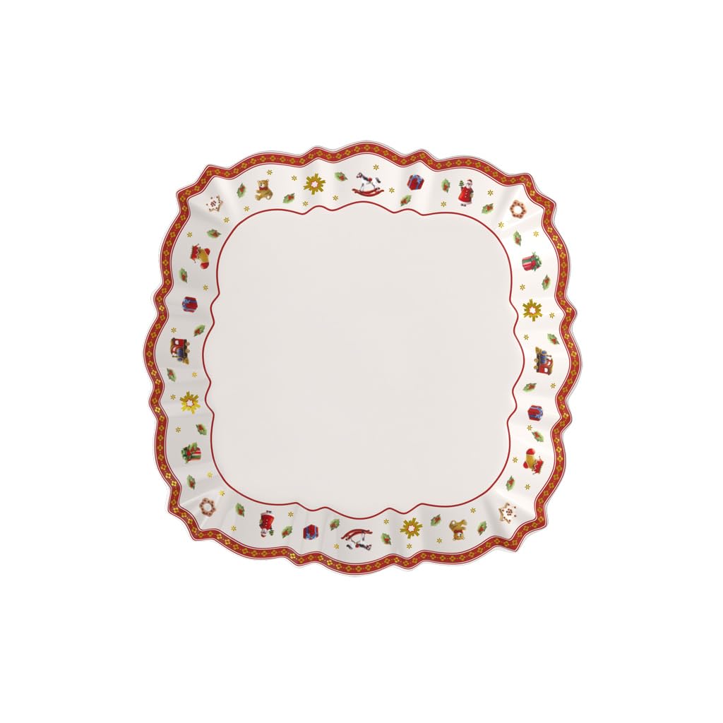Villeroy und Boch Toy's Delight Servierteller, 26 x 26 cm, Premium Porzellan, Weiss/Rot Serviertelle