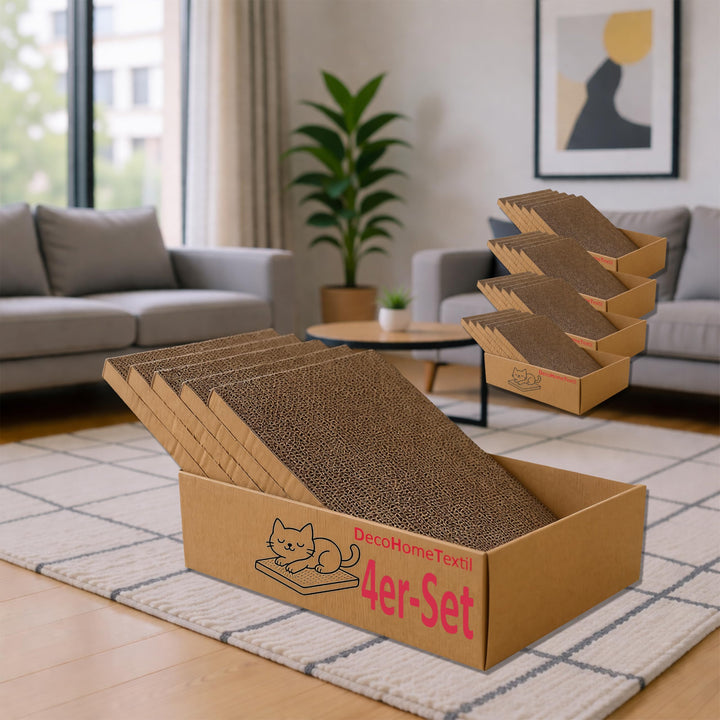 DecoHomeTextil Kratzbrett für Katzen Krallen Kiste mit je 5 Brettern 4X 5er-Set Kratzpappe beidseiti