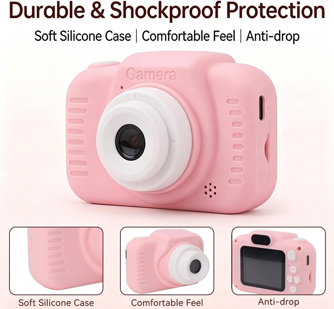 Pilipane Digitalkamera mit 32G Karte, Kinderkamera Sofortbildkamera, High Definition Dual Lens 1080P