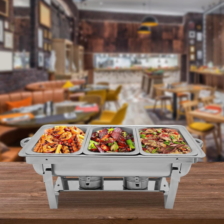 Edelstahl Buffetwärmer Speisenwärmer Chafing Dish Buffet Set Catering Party Warmhaltebehälter 3L/3.1