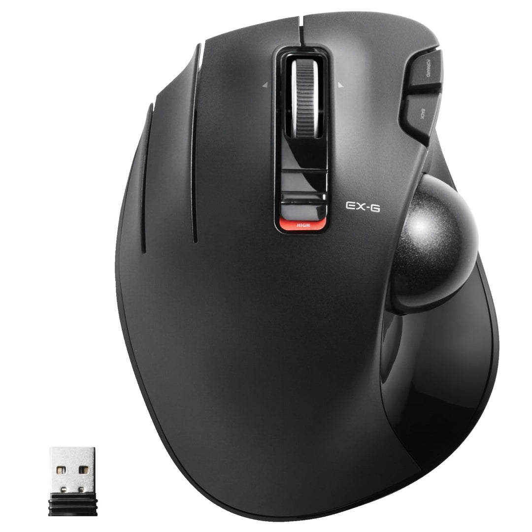 ELECOM EX-G Linkshänder-Trackball-Maus, 2,4 GHz USB Wireless, Ergonomisch, Daumensteuerung, Tracking