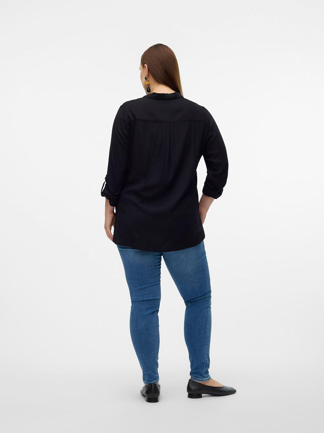 VERO MODA CURVE Damen Vmbumpy L/S Shirt New Curve Noos Bluse, Schwarz