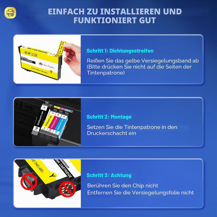 Toner Kingdom Kompatibel für Epson 405XL für Epson WF-3820DWF WF-3825DWF | Kompatibel für Epson 405X