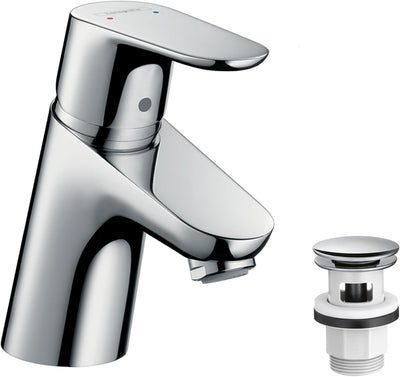 hansgrohe Wasserhahn Focus (Armatur mit Auslauf Höhe 70mm und Push-Open Ablaufgarnitur) Chrom