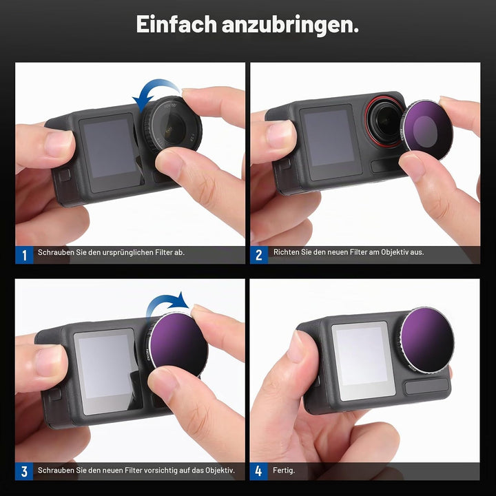 NEEWER ND Filter kompatibel mit DJI Osmo Action 4, 4er Pack ND8 ND16 ND32 CPL Polarisator Neutraldic
