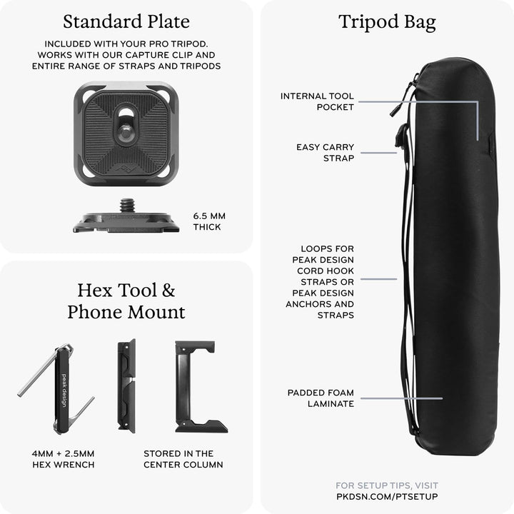 PEAK DESIGN Pro Tall Tripod Black - PT-T-BK-1