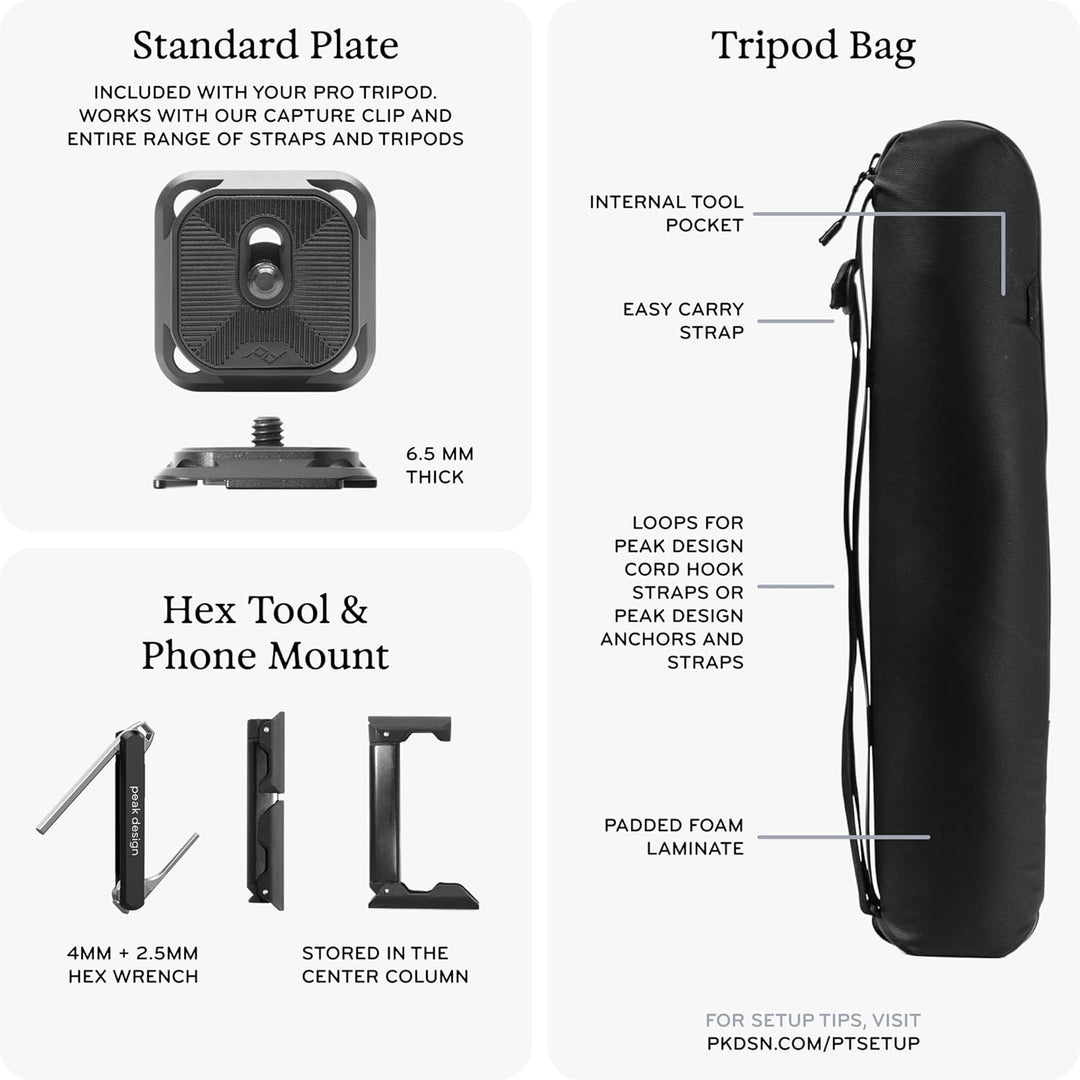 PEAK DESIGN Pro Tall Tripod Black - PT-T-BK-1
