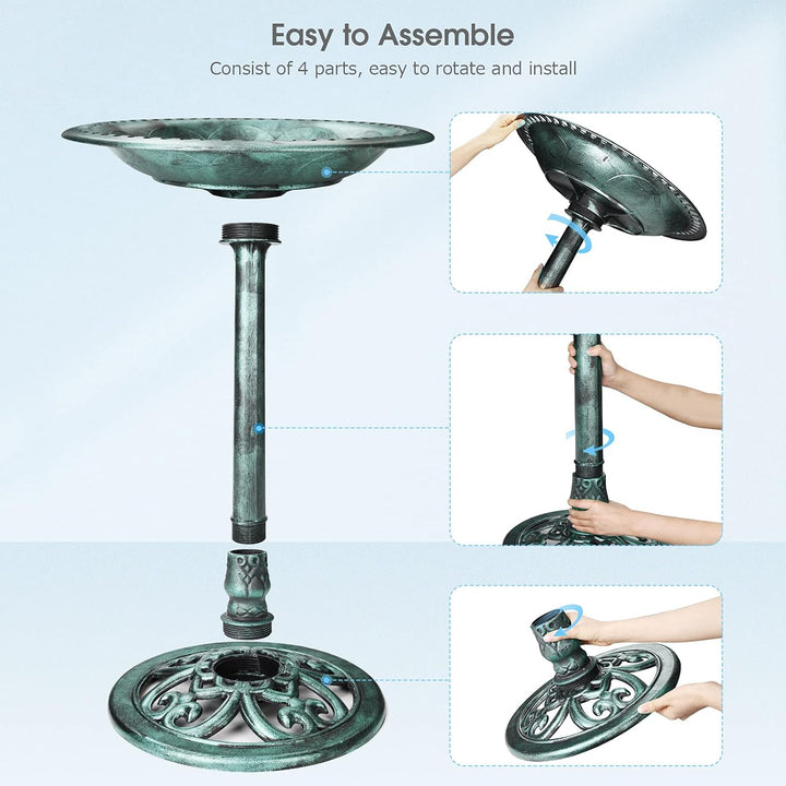 AISITIN Vogeltränke mit 2.5W Solar Springbrunnen, Futterplatz, Garten/Balkon Dekoration, Vogelbecken