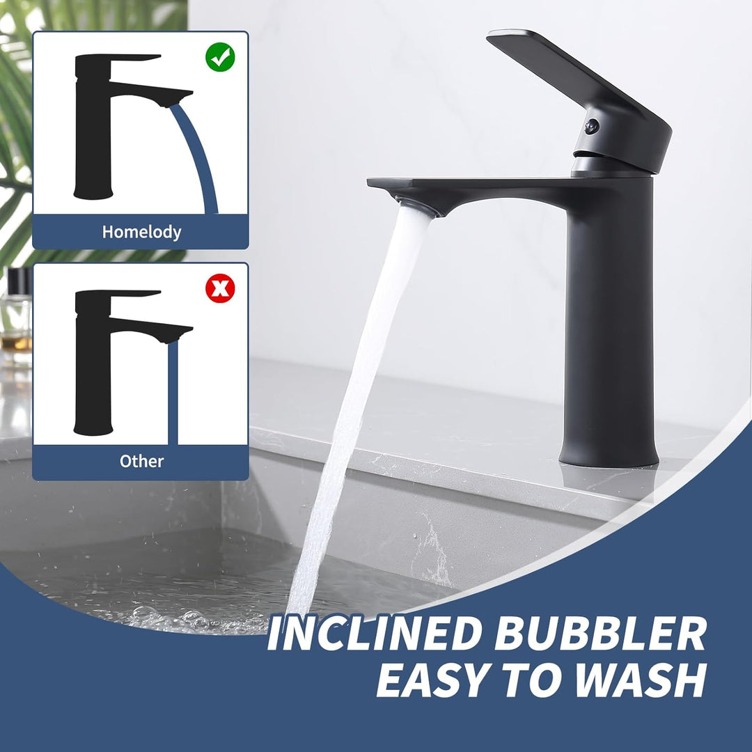 HOMELODY Wasserhahn Bad Schwarz Waschtischarmatur Mischbatterie Bad Armatur Badezimmer Waschbeckenar