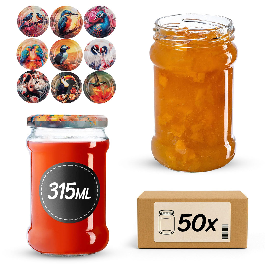 KADAX 50er Set Einmachgläser 315ml TO66, Marmeladengläser Vorratsgläser Mason Jar mit Schraubdeckel,