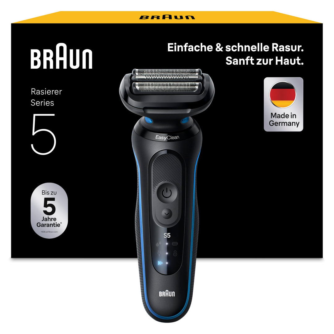 Braun Series 5 Elektrorasierer, EasyClean Rasierer Herren, Wet & Dry, Geschenk Mann, Made in Germany